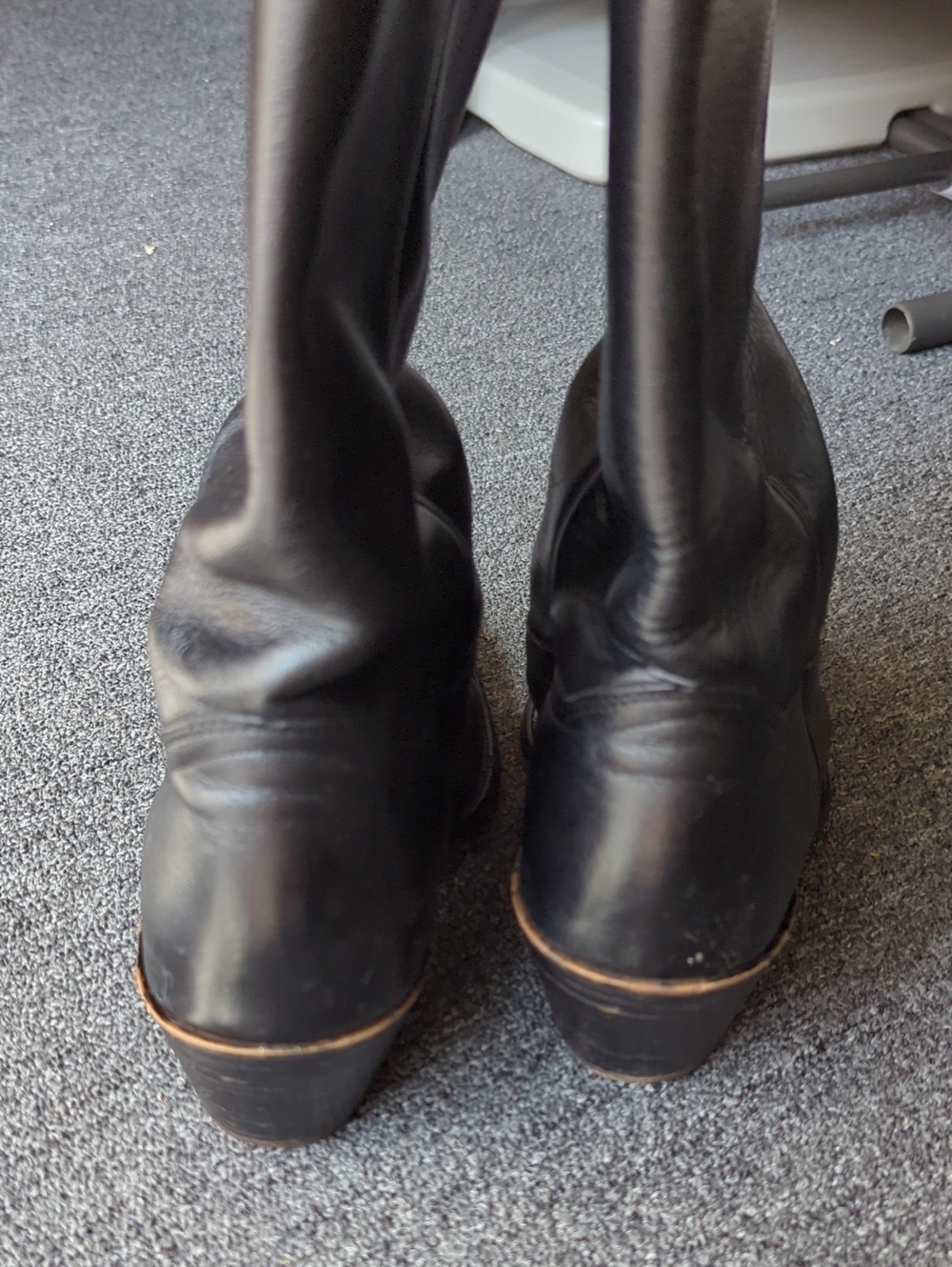 Frye Black Leather Cowboy Boots with Natural Leather Lining - Picture 7 of 11